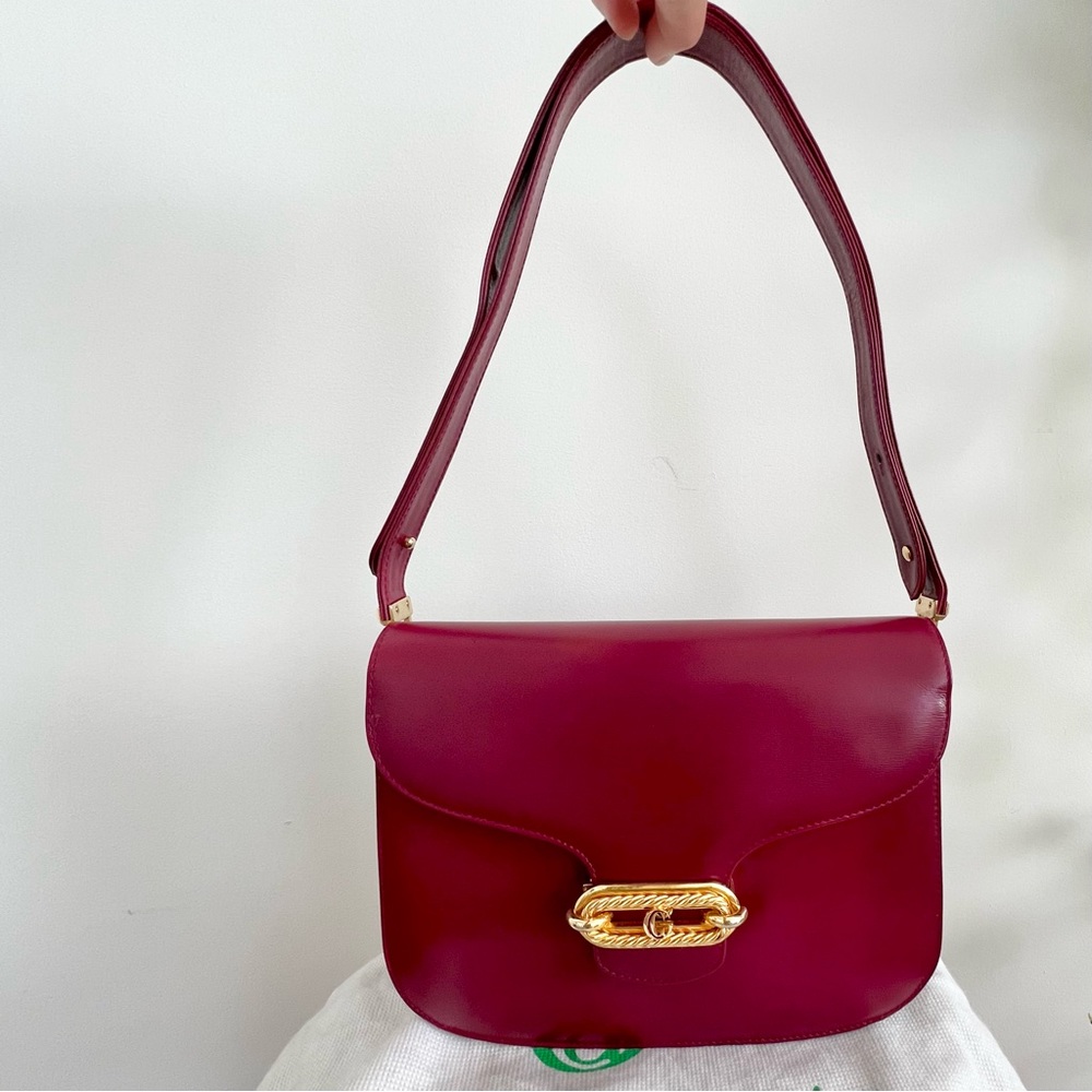 Vintage GIORGIO CORSINI FIRENZE Maroon Genuine Leather shoulder / crossbody bag